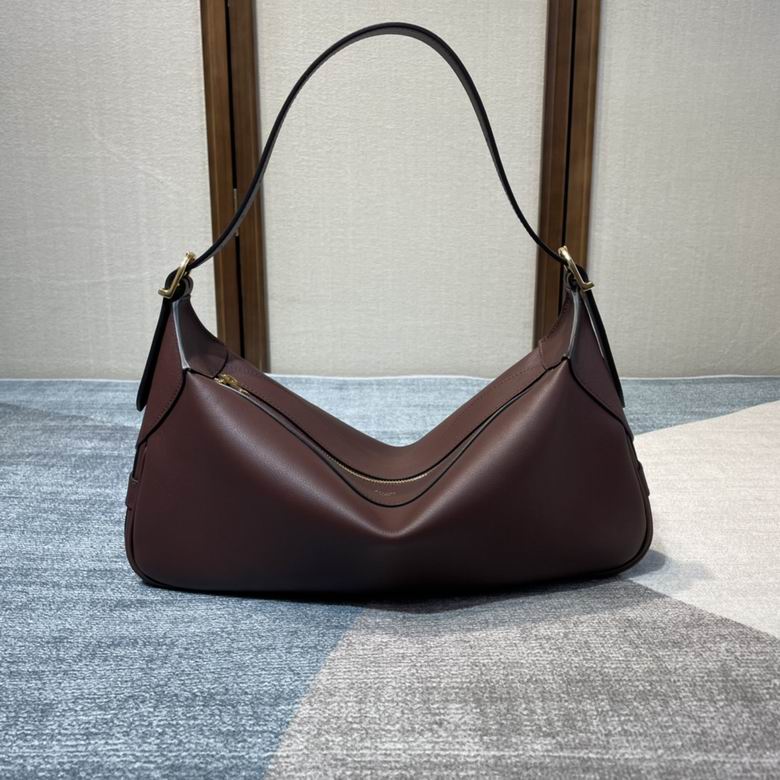 Celine Romy Shoulder Bag in Burgundy Brown Smooth Calfskin Leather