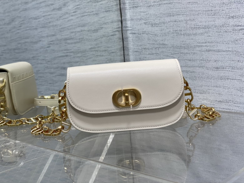 Dior 30 Montaigne Avenue Mini Chain Shoulder Bag in White Calfskin