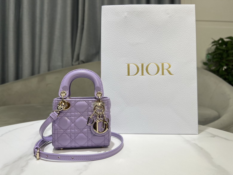Christian Dior Lady Dior Micro Bag in Lilac Cannage Lambskin with Strap