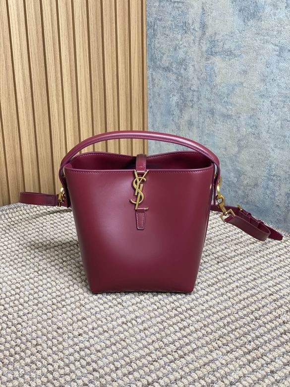 Saint Laurent Le 37 Mini Bucket Bag in Burgundy Smooth Leather