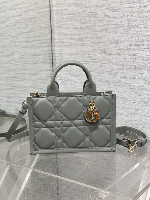 Dior Toujours Micro Tote Bag in Gray Macrocannage Quilted Leather