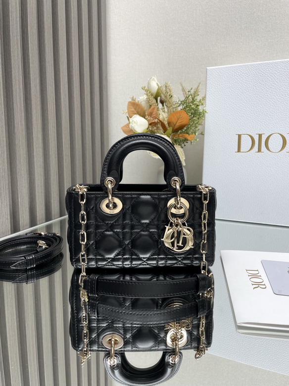 Christian Dior Lady Dior Micro Top-Handle Bag in Black Cannage Lambskin