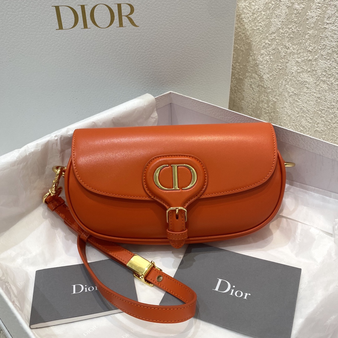Dior Bobby East-West Shoulder Bag in Orange Smooth Calfskin Leather