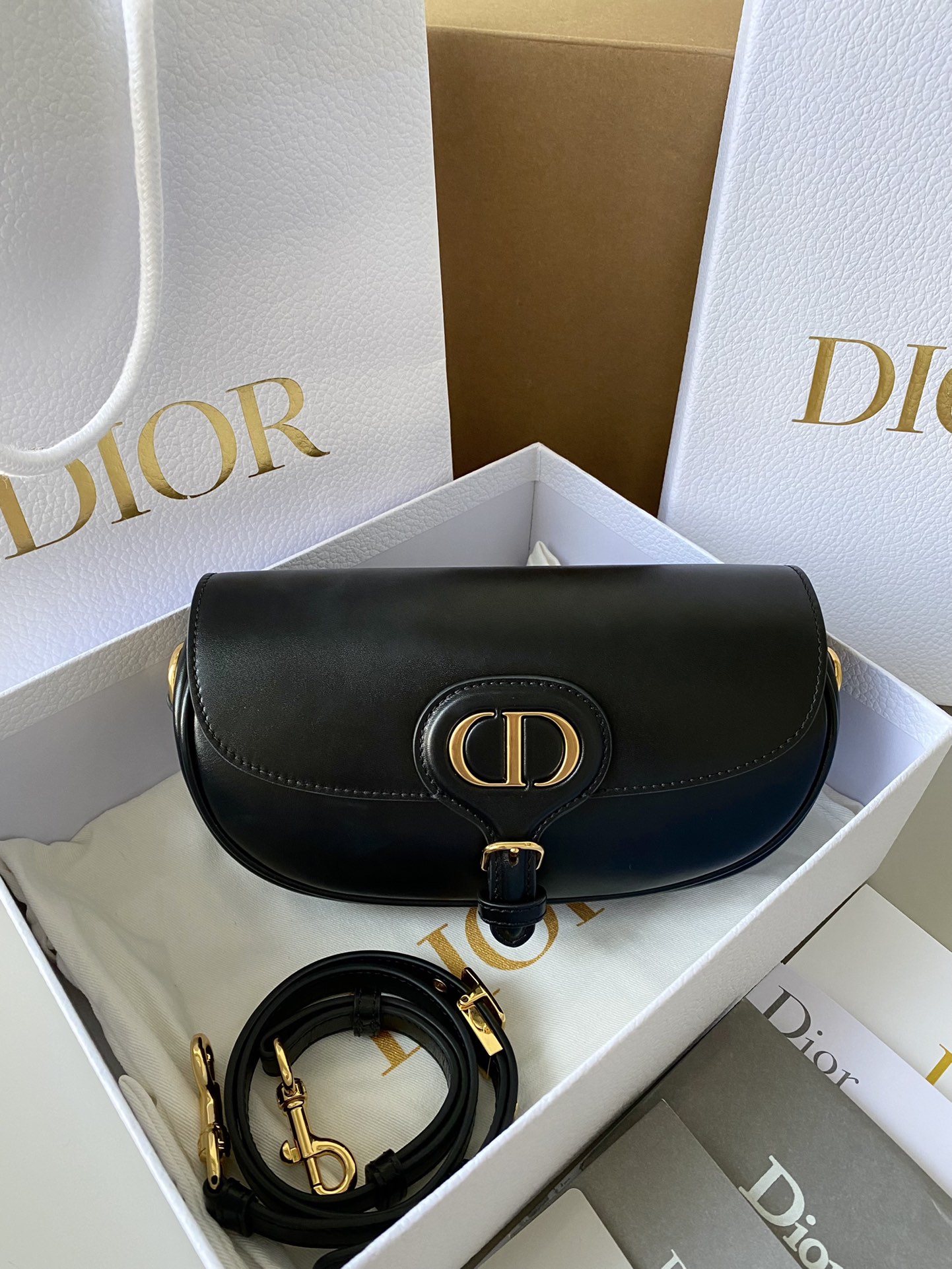 Christian Dior Bobby East-West Shoulder Bag in Black Smooth Calfskin