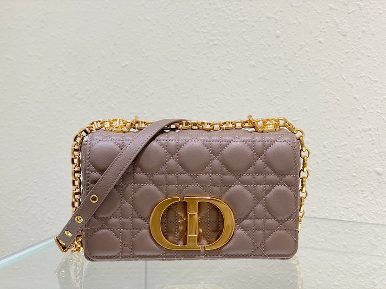 Christian Dior Dior Caro Small Chain Shoulder Bag in Taupe Cannage Leather
