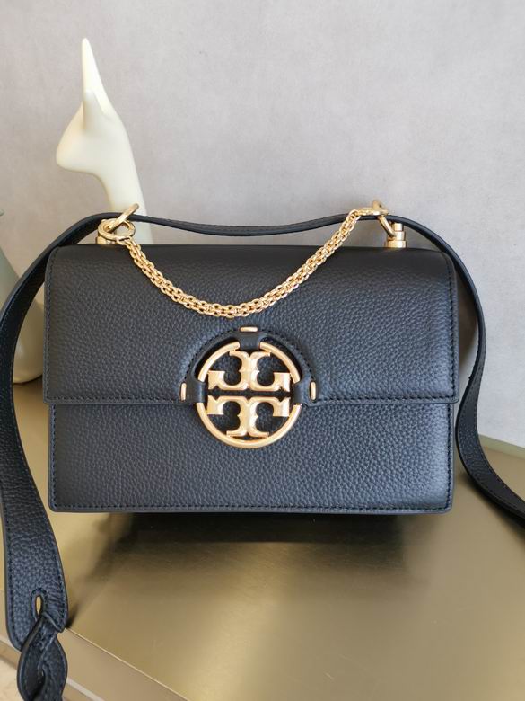 Tory Burch Miller Small Shoulder Bag in Black Pebbled Leather