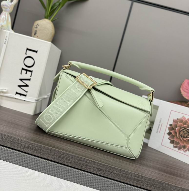 Loewe Puzzle Small Top-Handle Shoulder Bag in Mint Green Calfskin Leather