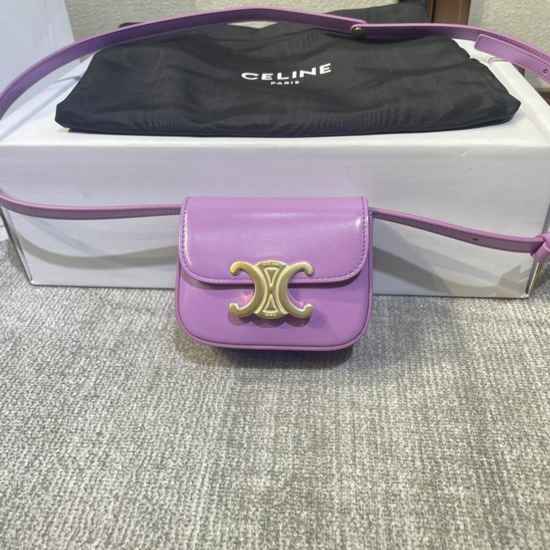 Celine Triomphe Mini Belt Bag in Lilac Smooth Leather with Gold Clasp