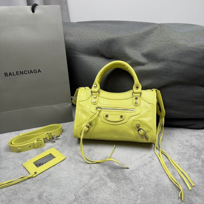 Balenciaga Neo Cagole Mini Top-Handle Bag in Lime Yellow Arena Leather