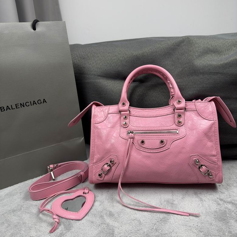 Balenciaga Neo Cagole City Small Top-Handle Bag in Pink Crinkled Leather
