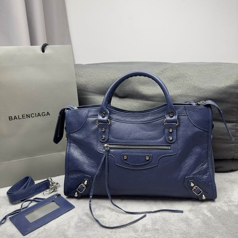 Balenciaga Classic City Medium Top-Handle Bag in Navy Blue Leather
