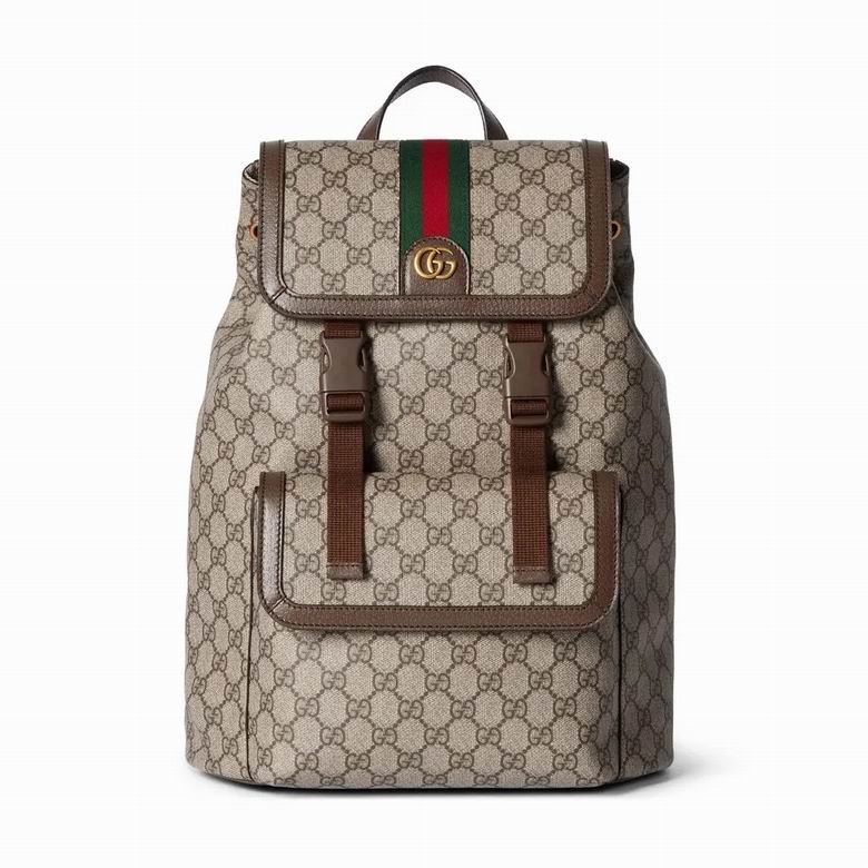 Gucci Ophidia Small Backpack in Beige and Ebony GG Supreme Canvas