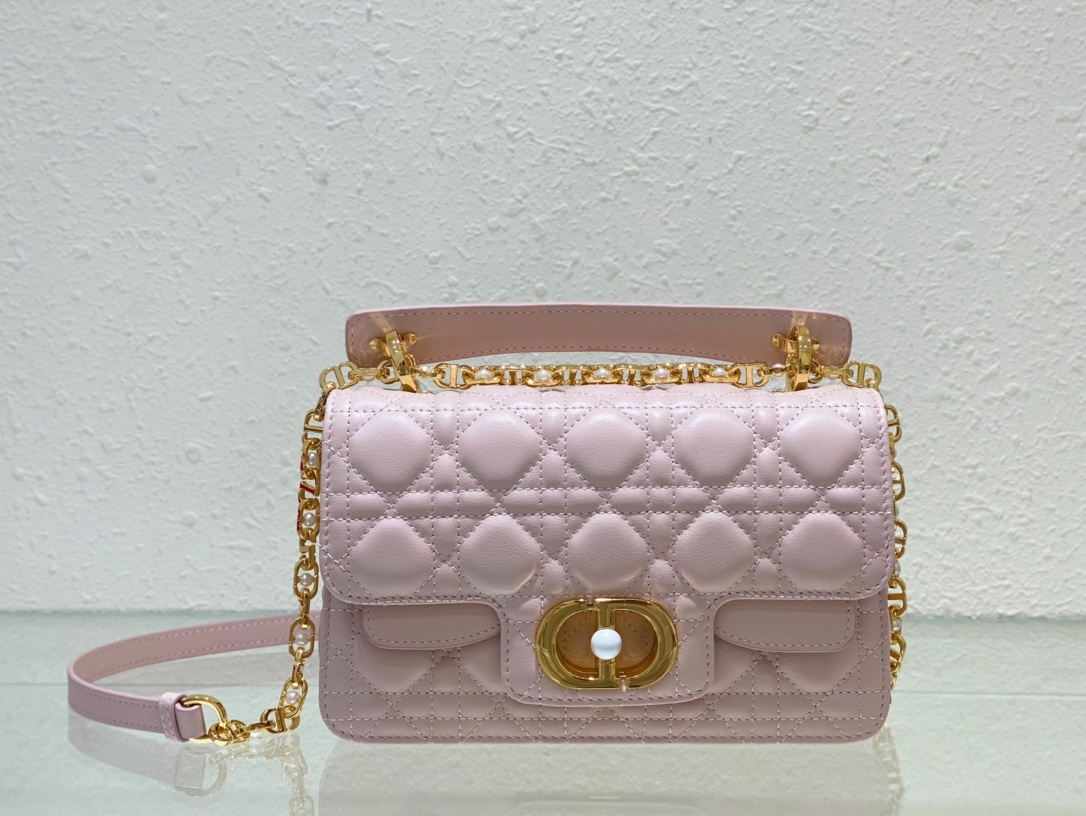 Christian Dior Dior Jolie Flap Shoulder Bag in Pink Cannage Quilted Leather