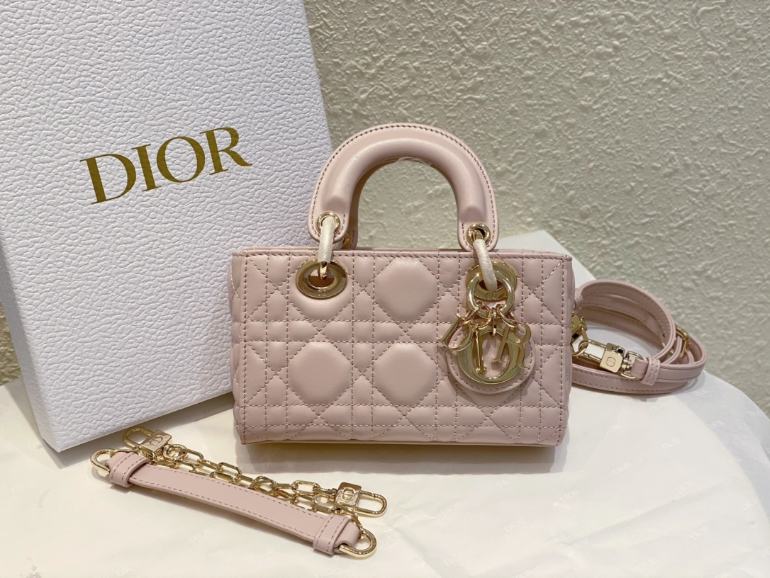 Christian Dior Lady Dior Micro Bag in Light Pink Cannage Lambskin