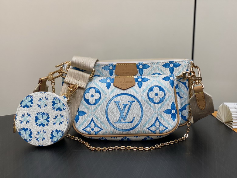 Louis Vuitton Multi Pochette Accessoires Crossbody in Blue and White Monogram