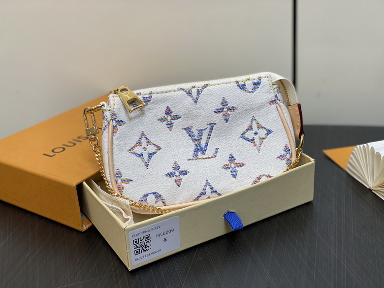 Louis Vuitton Mini Pochette Accessoires in White Multicolor Monogram Canvas