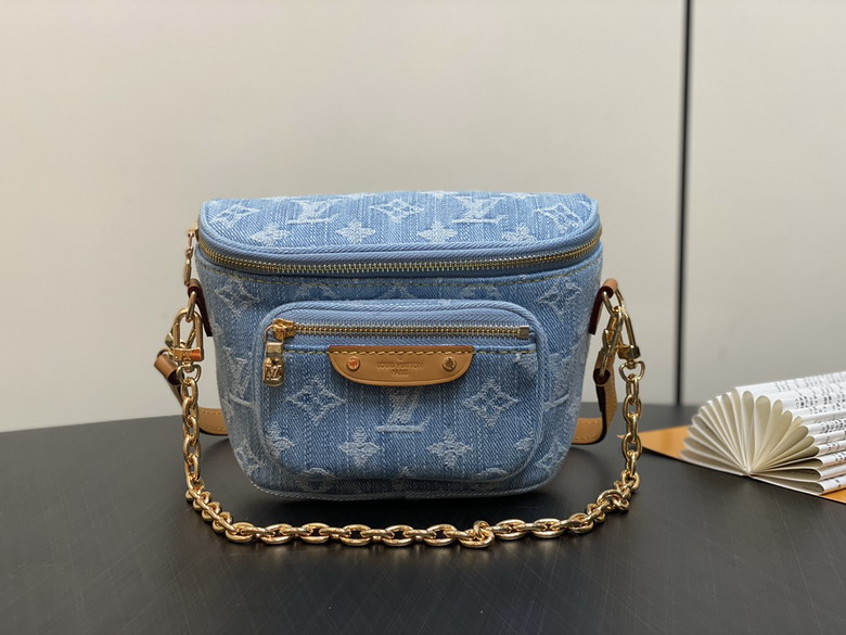 Louis Vuitton Bumbag in Blue Monogram Denim with Gold Chain Strap