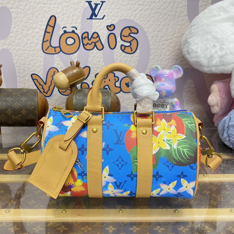 Louis Vuitton Keepall XS Duffle Bag in Blue Floral Monogram Canvas