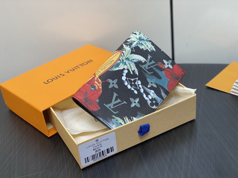 Louis Vuitton Pocket Organizer Wallet in Black Tropical Monogram Print