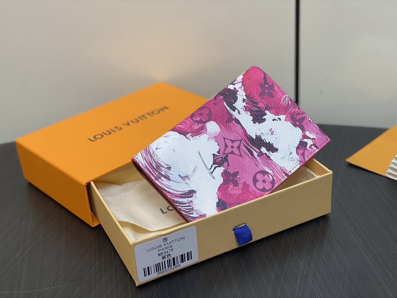 Louis Vuitton Pocket Organizer Bifold Card Holder in Pink Monogram Wave Print