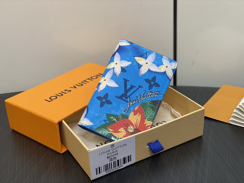 Louis Vuitton Pocket Organizer Card Holder in Blue Floral Monogram Print