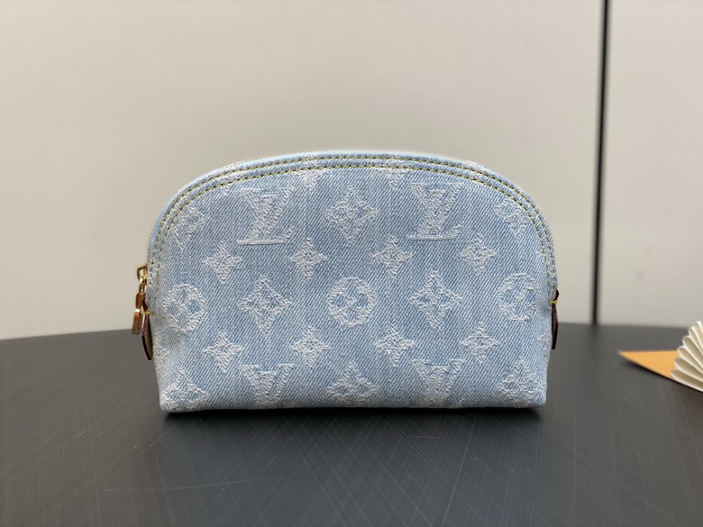 Louis Vuitton Cosmetic Pouch PM in Light Blue Monogram Denim