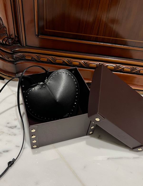 Alaïa Le Cœur Studded Heart Crossbody Bag in Black Leather