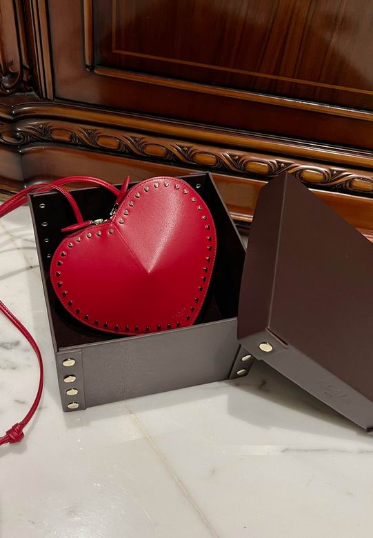 Alaïa Le Cœur Heart-Shaped Studded Crossbody Bag in Red Leather