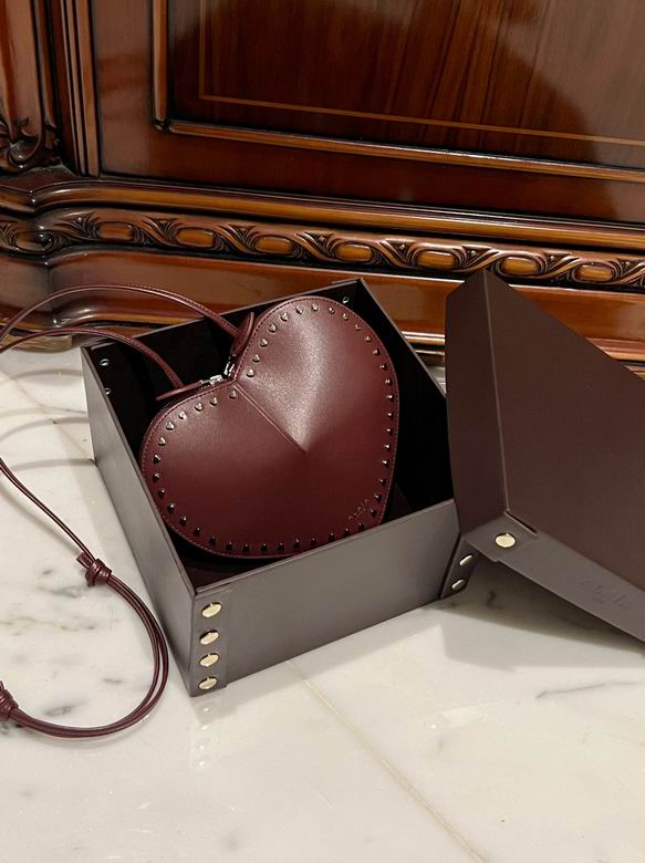 Alaïa Le Cœur Heart-Shaped Studded Crossbody Bag in Burgundy Leather