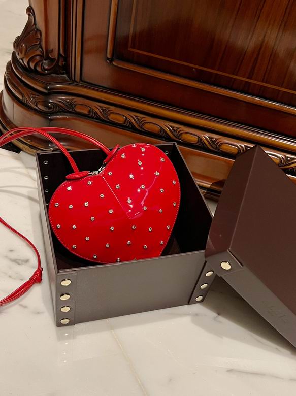 Alaïa Le Coeur Heart-Shaped Bag in Red Patent Leather with Crystal Studs