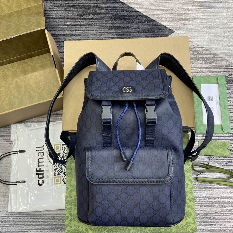 Gucci Ophidia GG Backpack in Navy Blue GG Supreme Canvas