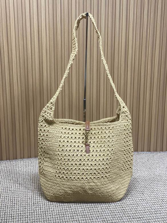 Saint Laurent Le 5 à 7 Hobo Bag in Natural Crochet Raffia with Tan Leather Tab