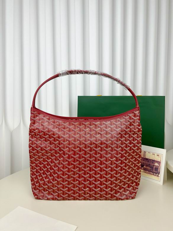Goyard Boheme Hobo Shoulder Bag in Red Goyardine Canvas