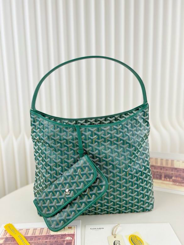 Goyard Boheme Hobo Bag with Removable Pouch in Green Goyardine Canvas