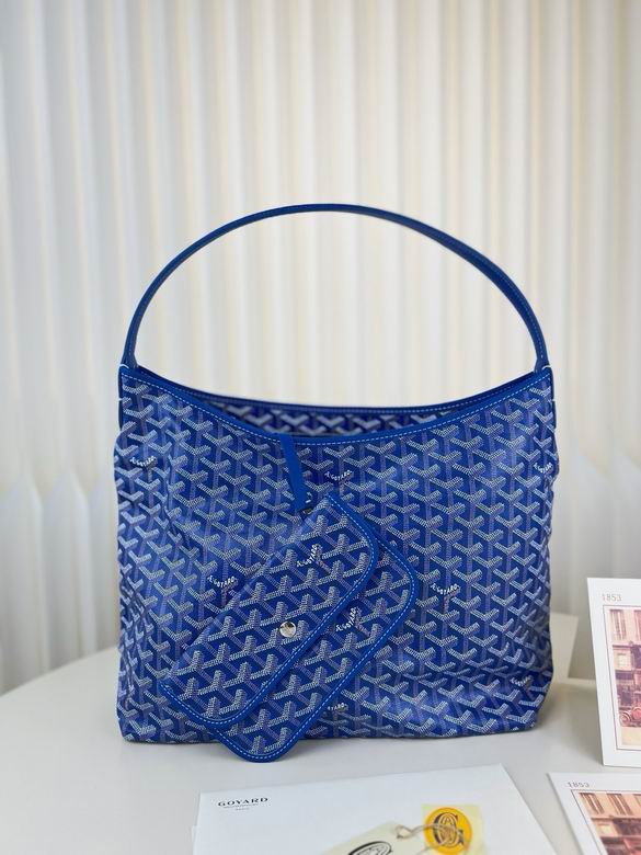 Goyard Boheme Hobo Shoulder Bag in Blue Goyardine Canvas with Pouch