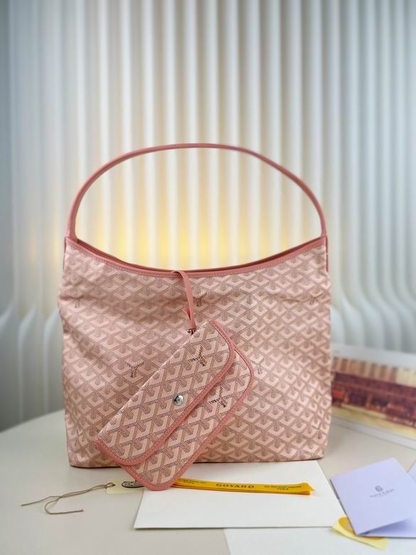 Goyard Hobo Shoulder Bag in Pink Goyardine Canvas with Zip Pouch
