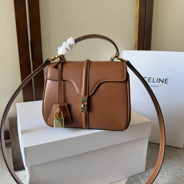 Celine Soft 16 Teen Top-Handle Bag in Tan Smooth Calfskin Leather