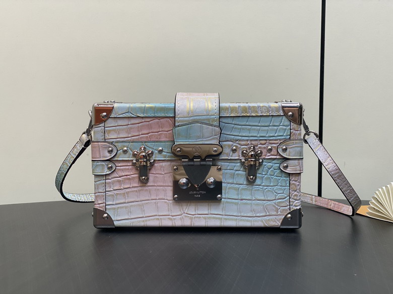 Louis Vuitton Petite Malle Trunk Shoulder Bag in Pastel Croc-Embossed Leather