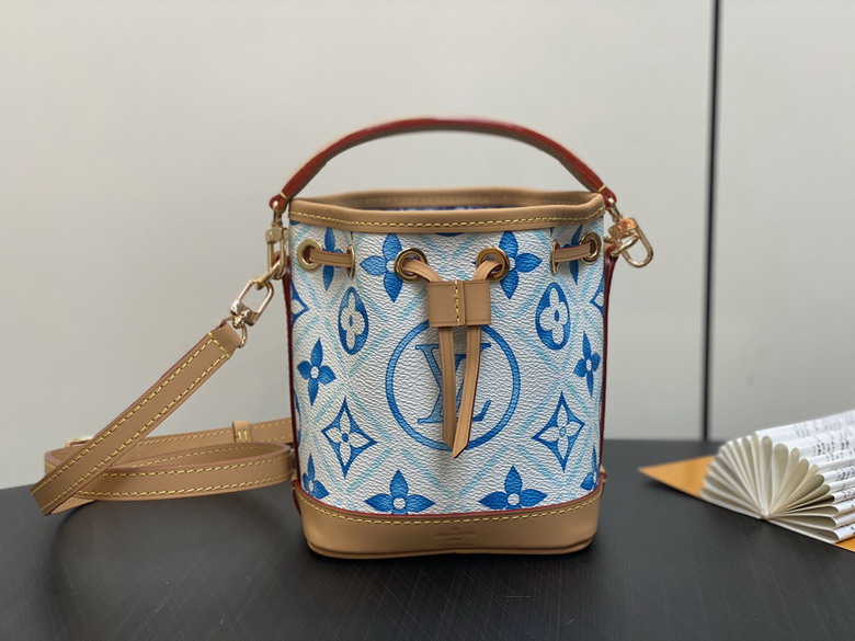 Louis Vuitton Nano Noé Bucket Bag in Blue and White Monogram Canvas