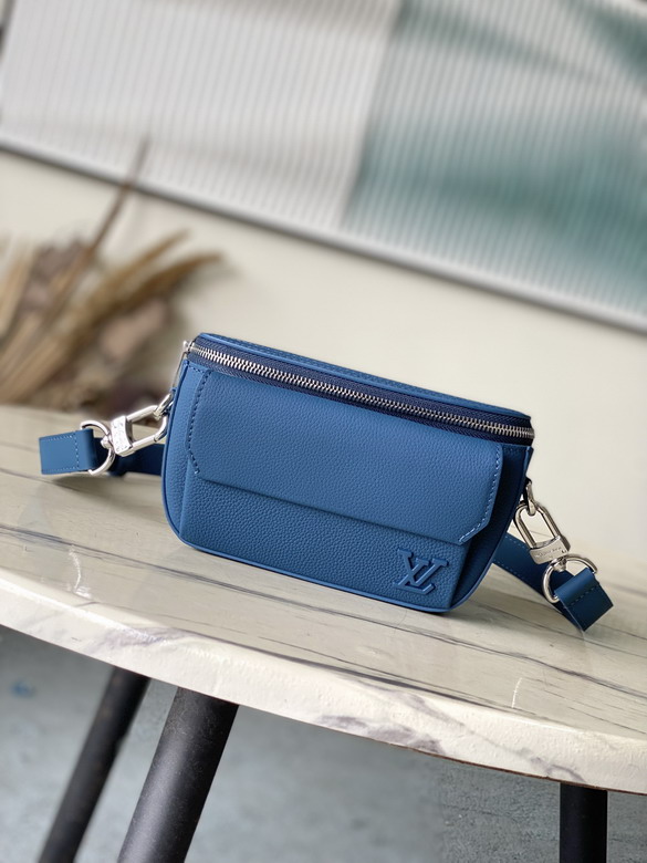 Louis Vuitton Fastline Wearable Wallet Crossbody Belt Bag in Blue Grained Leather