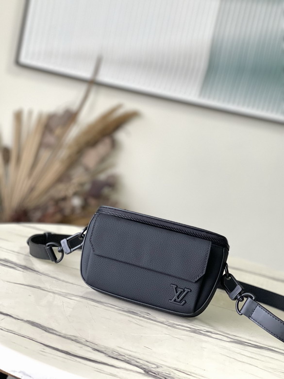 Louis Vuitton Pilot Compact Crossbody Bag in Black Grained Leather