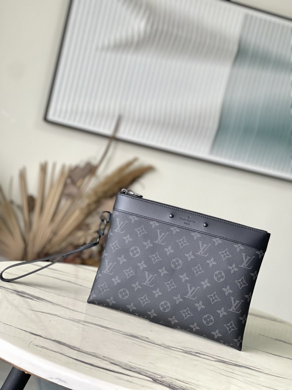 Louis Vuitton Pochette To-Go Zip Clutch in Monogram Eclipse Canvas