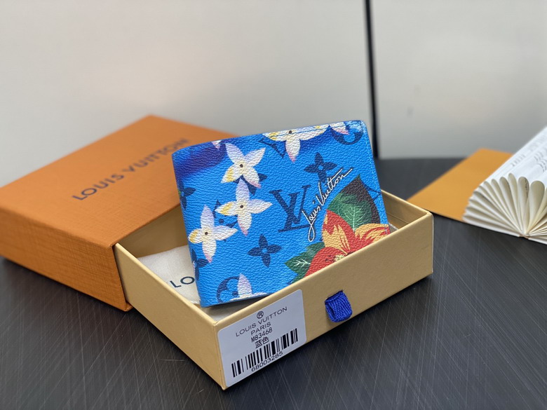 Louis Vuitton Slender Wallet in Blue Floral Monogram Print Coated Canvas