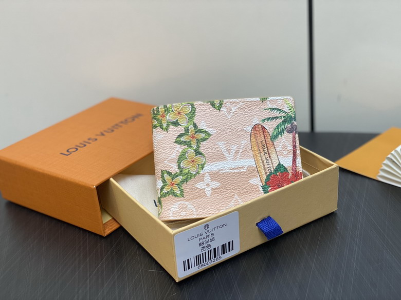 Louis Vuitton Slender Wallet in Apricot Monogram Canvas with Tropical Surf Print