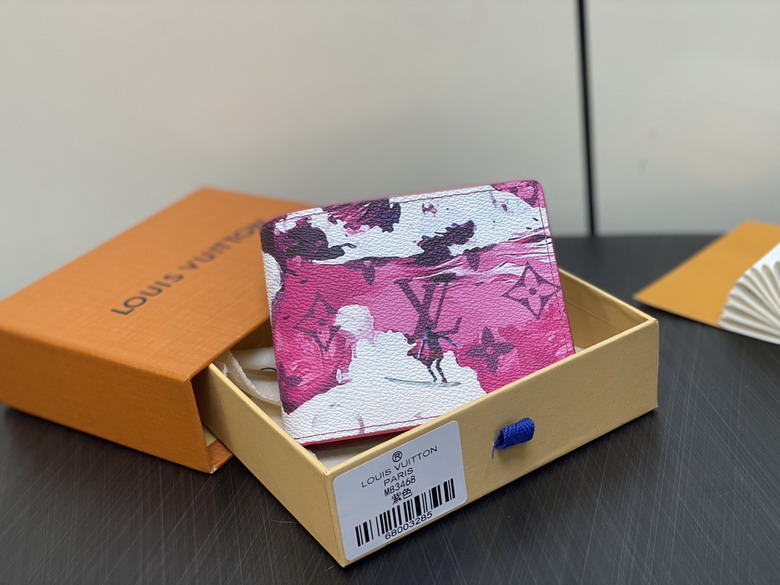 Louis Vuitton Slender Bifold Wallet in Pink and White Monogram Print