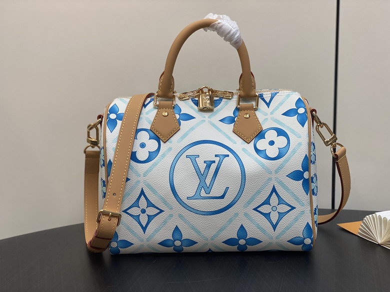 Louis Vuitton Speedy Bandoulière 25 Bag in Blue and White Monogram Canvas