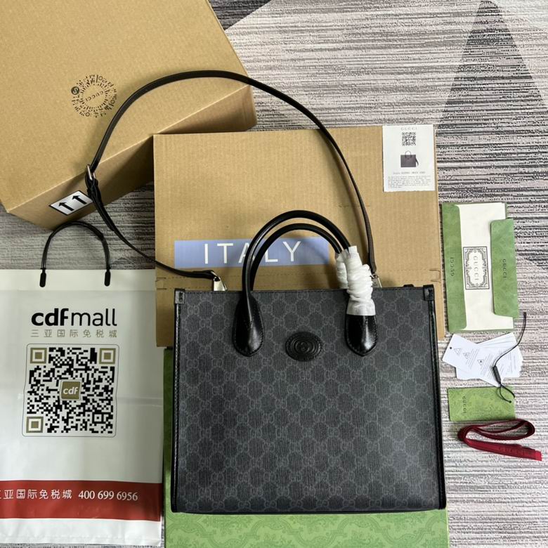 Gucci Small Tote Bag with Interlocking G in Black GG Supreme Canvas