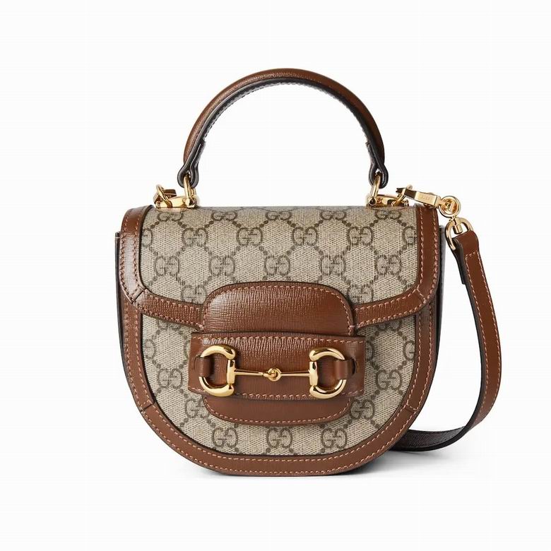 Gucci Horsebit 1955 Mini Top-Handle Bag in Beige GG Supreme Canvas