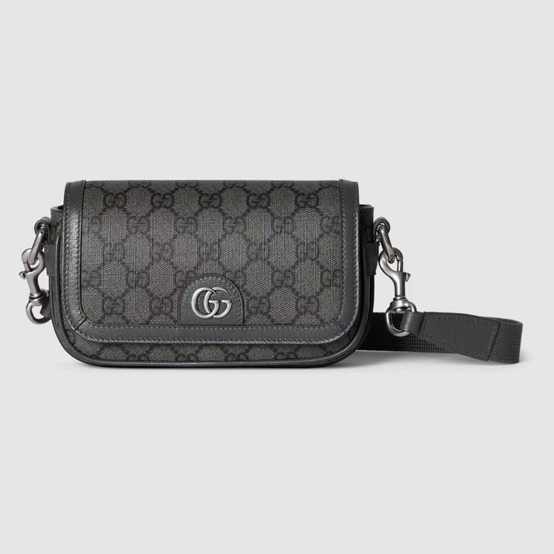 Gucci Ophidia Mini Bag in Grey and Black GG Supreme Canvas