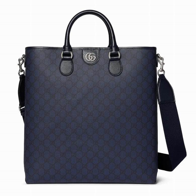 Gucci Ophidia Medium GG Tall Tote Bag in Navy Blue GG Supreme Canvas